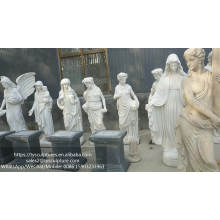 In stock hand carved stone white marble virgin mary statue for garden